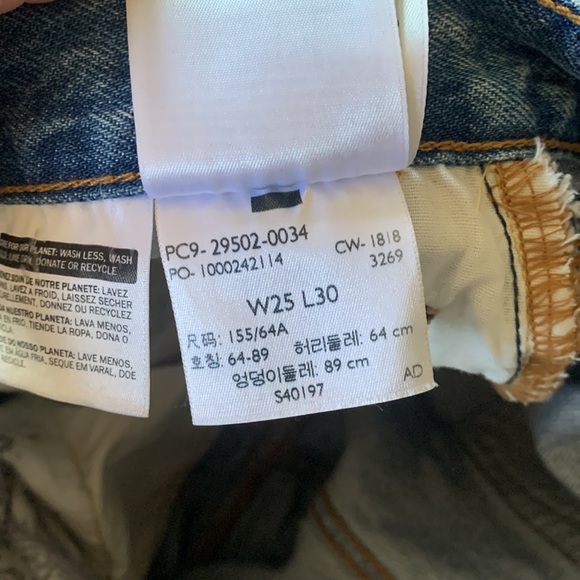 Levis 501 High Rise Light Wash Ripped Denim - Picture 4 of 5
